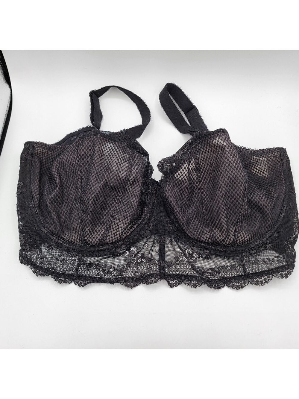 Elomi Black Lace Bra UK 38HH #2825